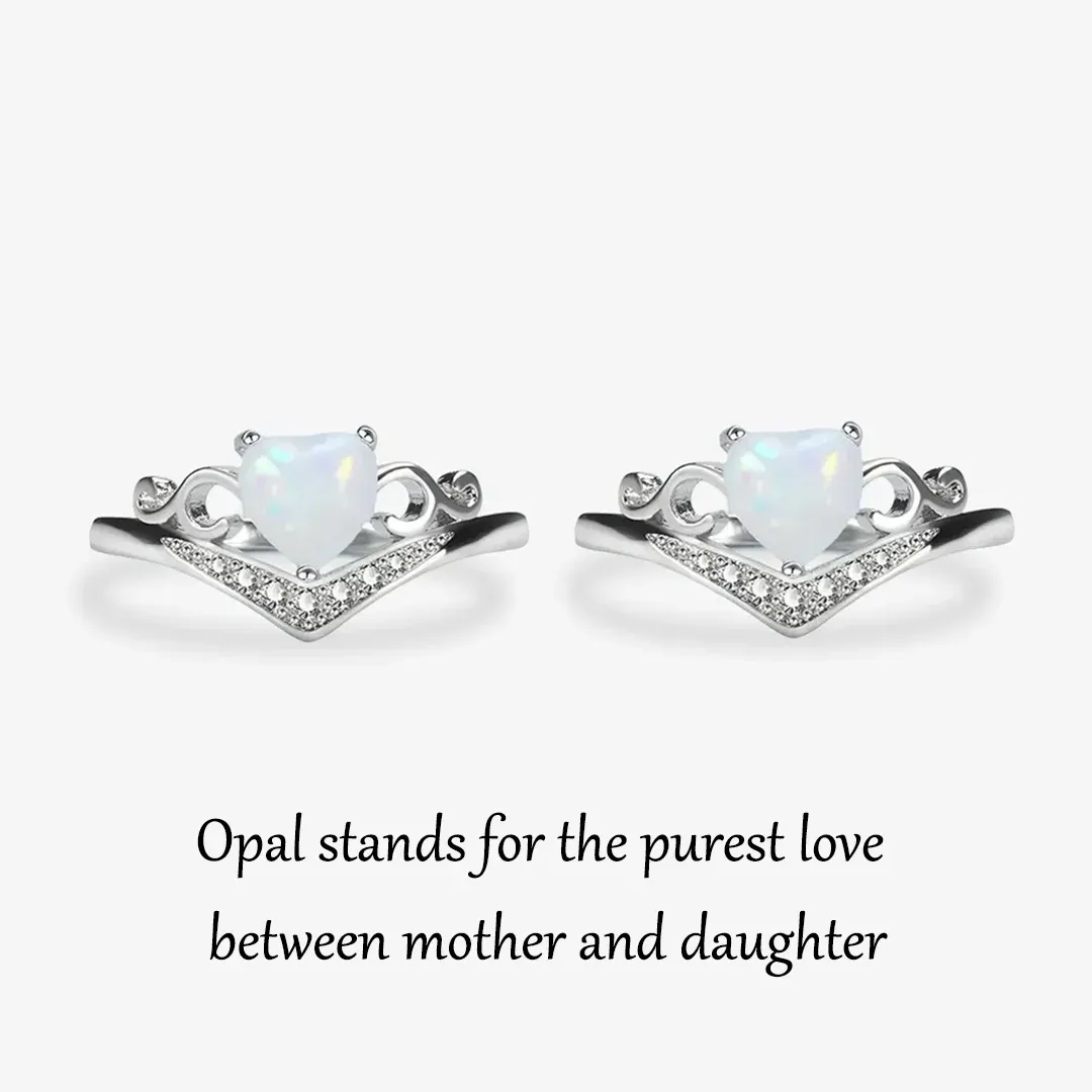 Matching Mother & Daughter Love Crown Opal Ring
