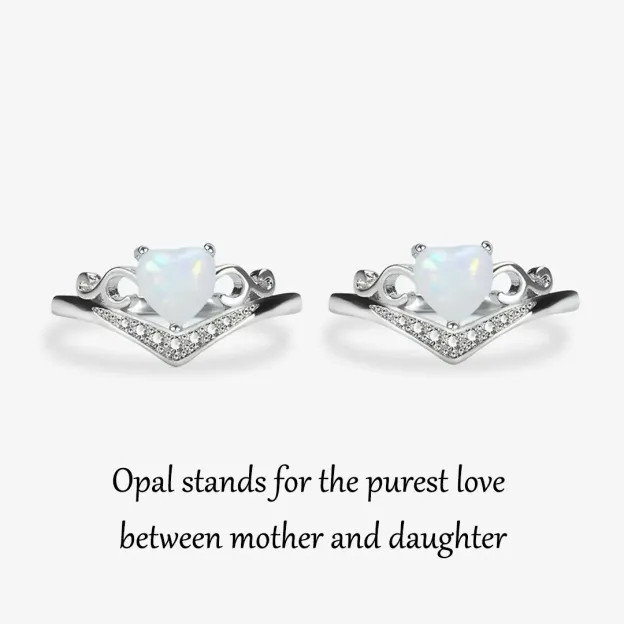 Matching Mother & Daughter Love Crown Opal Ring