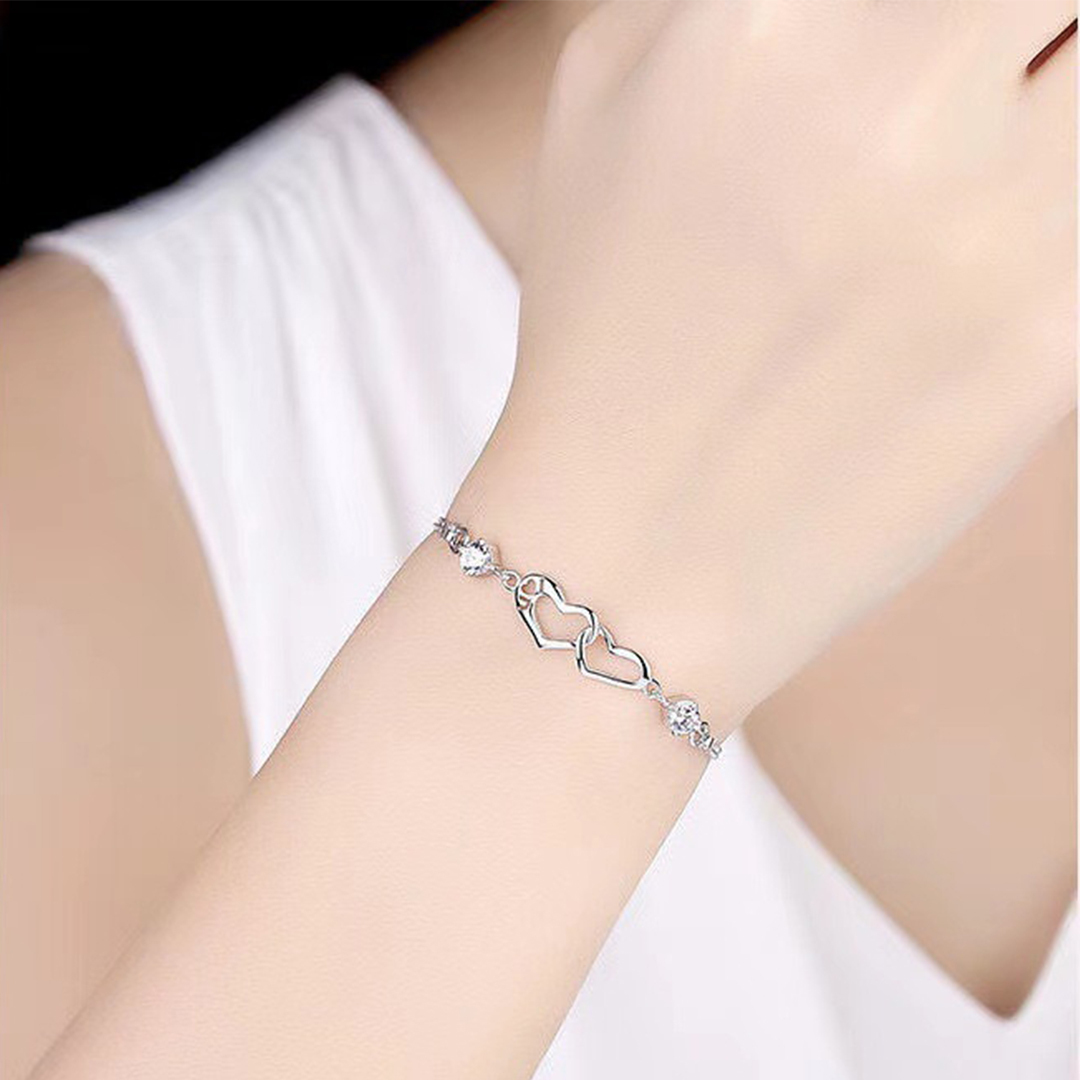 S925 Forever Linked Together Double Diamond Bracelet