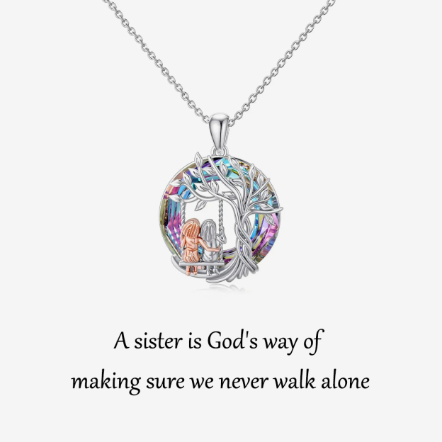 For Sister - S925 A Sister is GOD's Way of Making Sure We Never Walk Alone Tree of Life Necklace