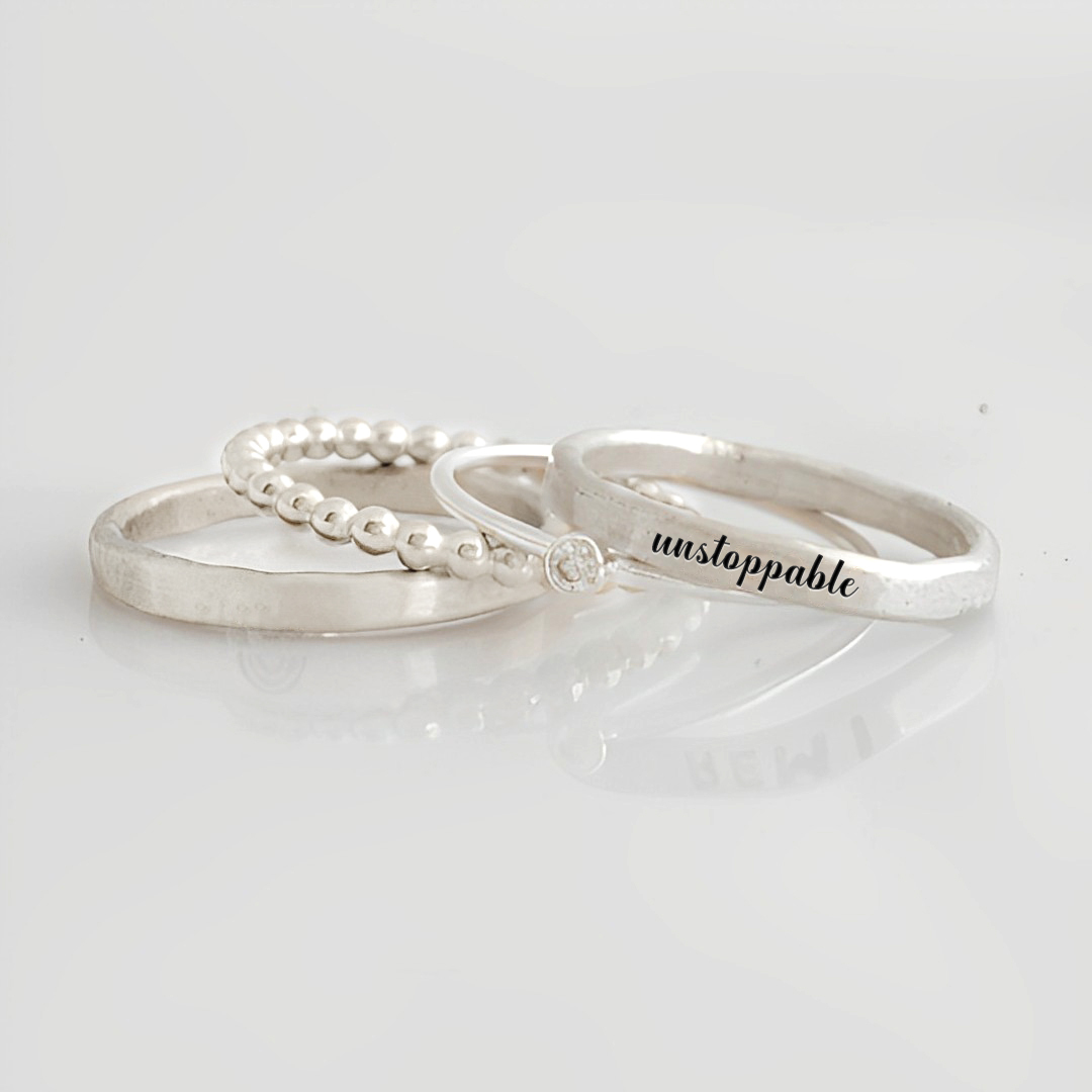 S925 Unstoppable Stacked Ring - 4 Rings Set