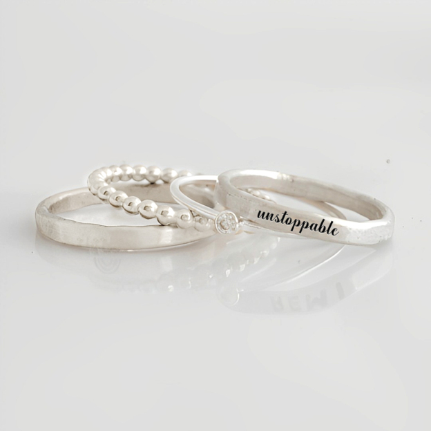 S925 Unstoppable Stacked Ring - 4 Rings Set