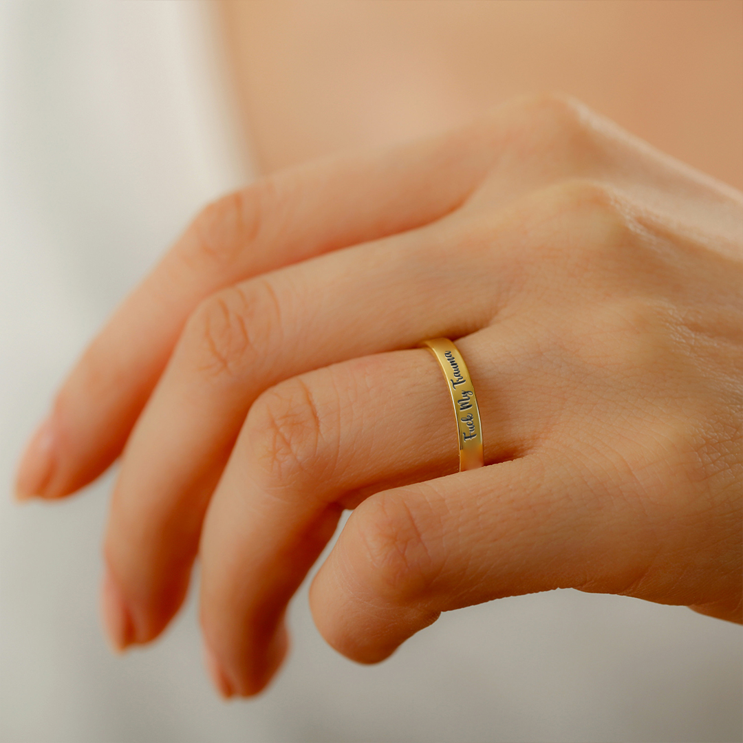 S925 Fuck My Trauma Circle Ring 