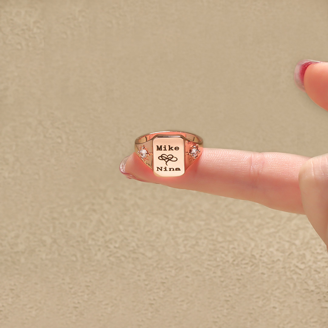 For Love - S925 Name And Birthstone Custom Ring