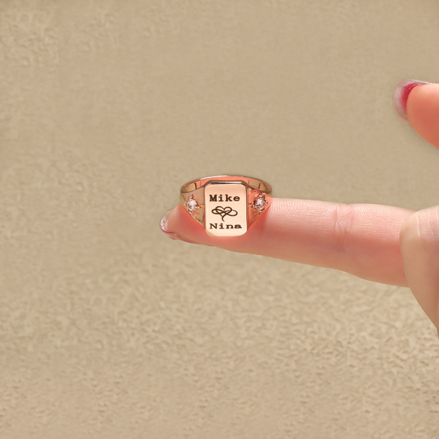 For Love - S925 Name And Birthstone Custom Ring