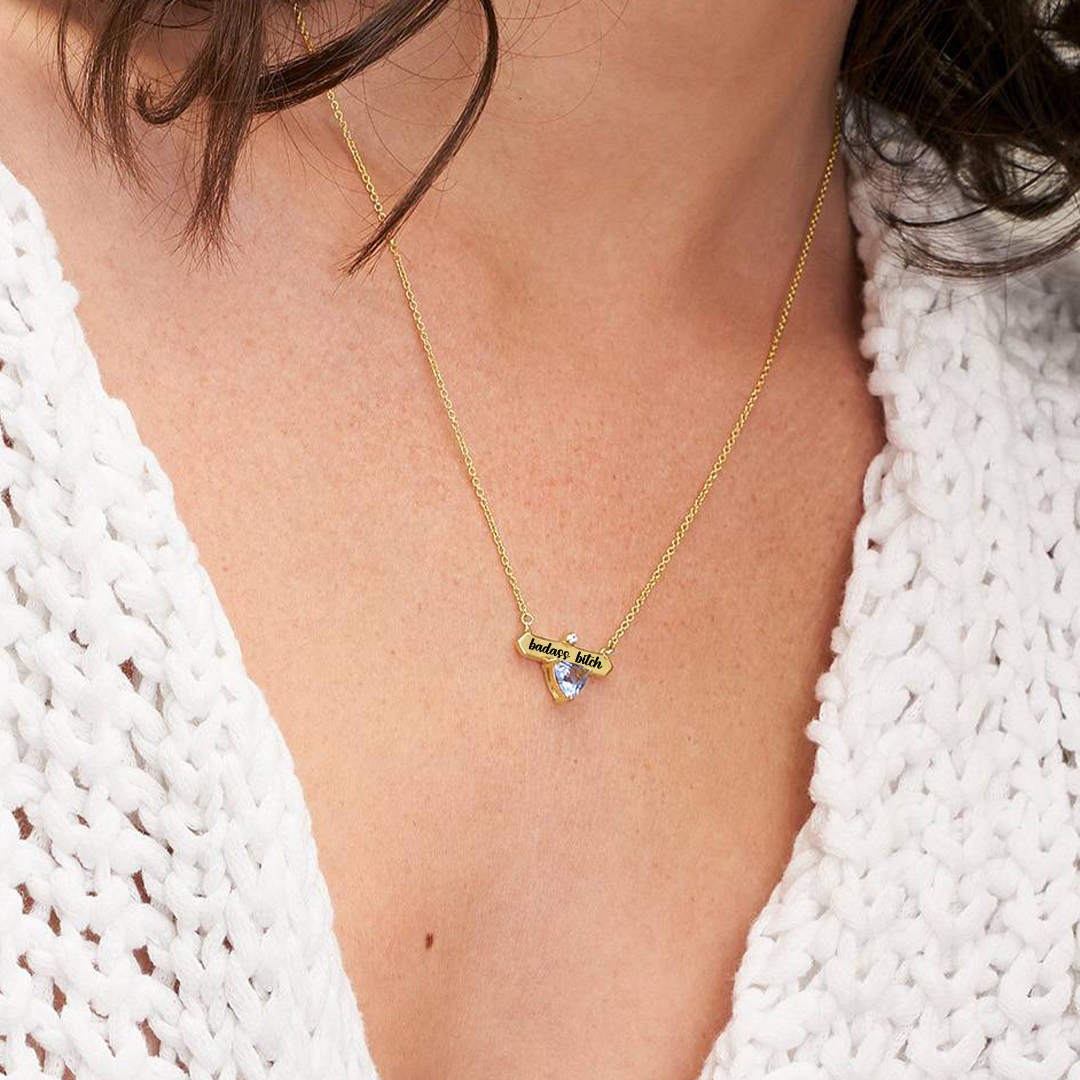 Badass Bitch Custom Birthstone Necklace