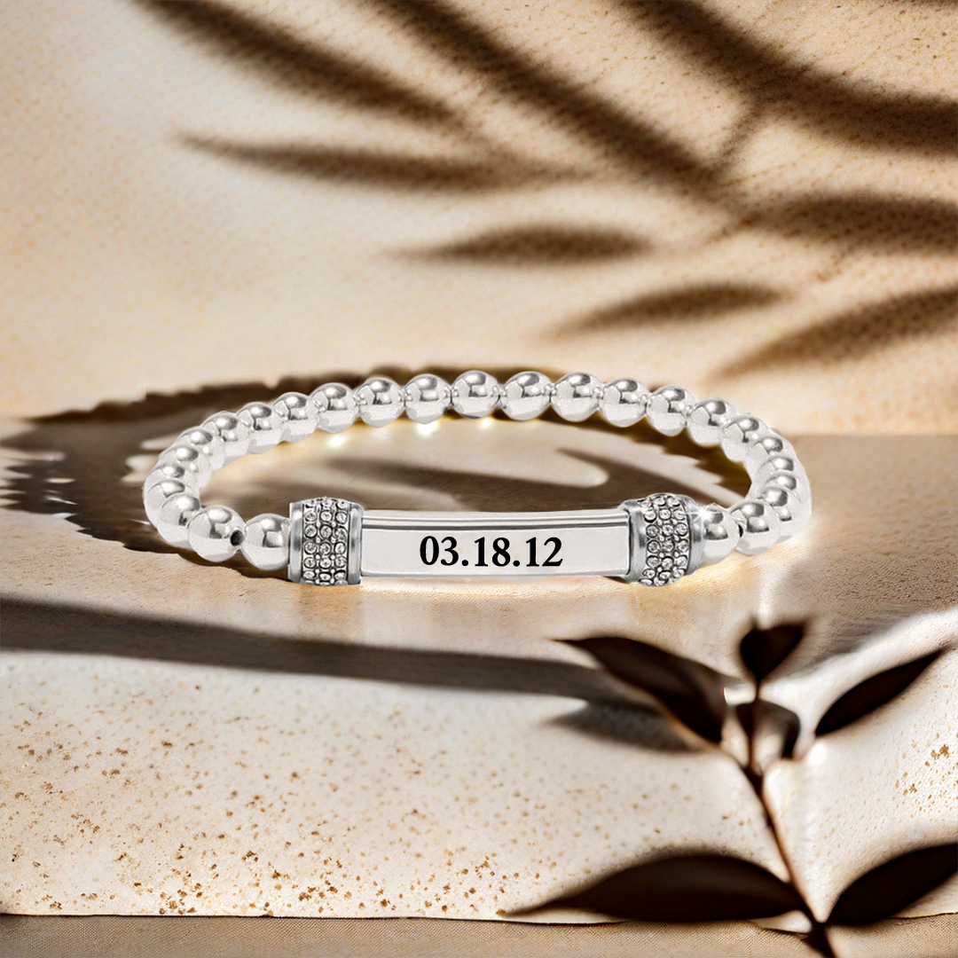 Customized Date With Diamond Bead Bracelet