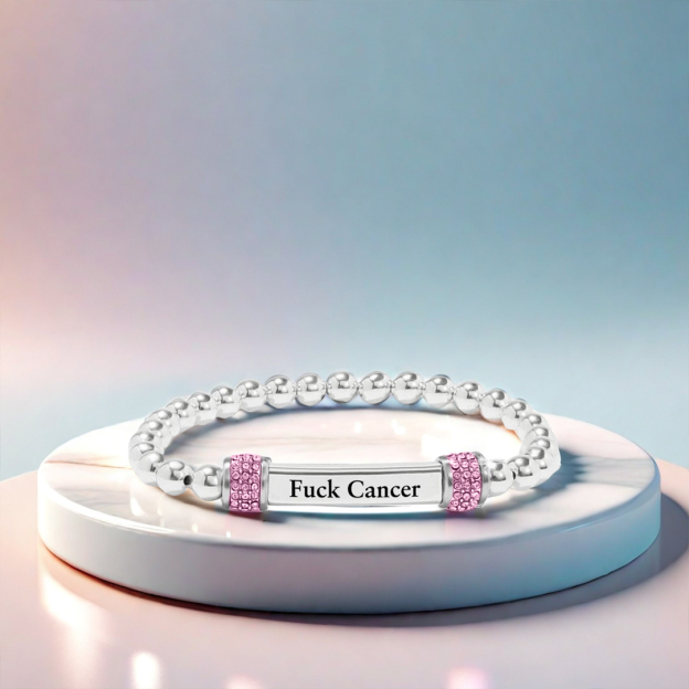 Fuck Cancer With Diamond Bead Bracelet