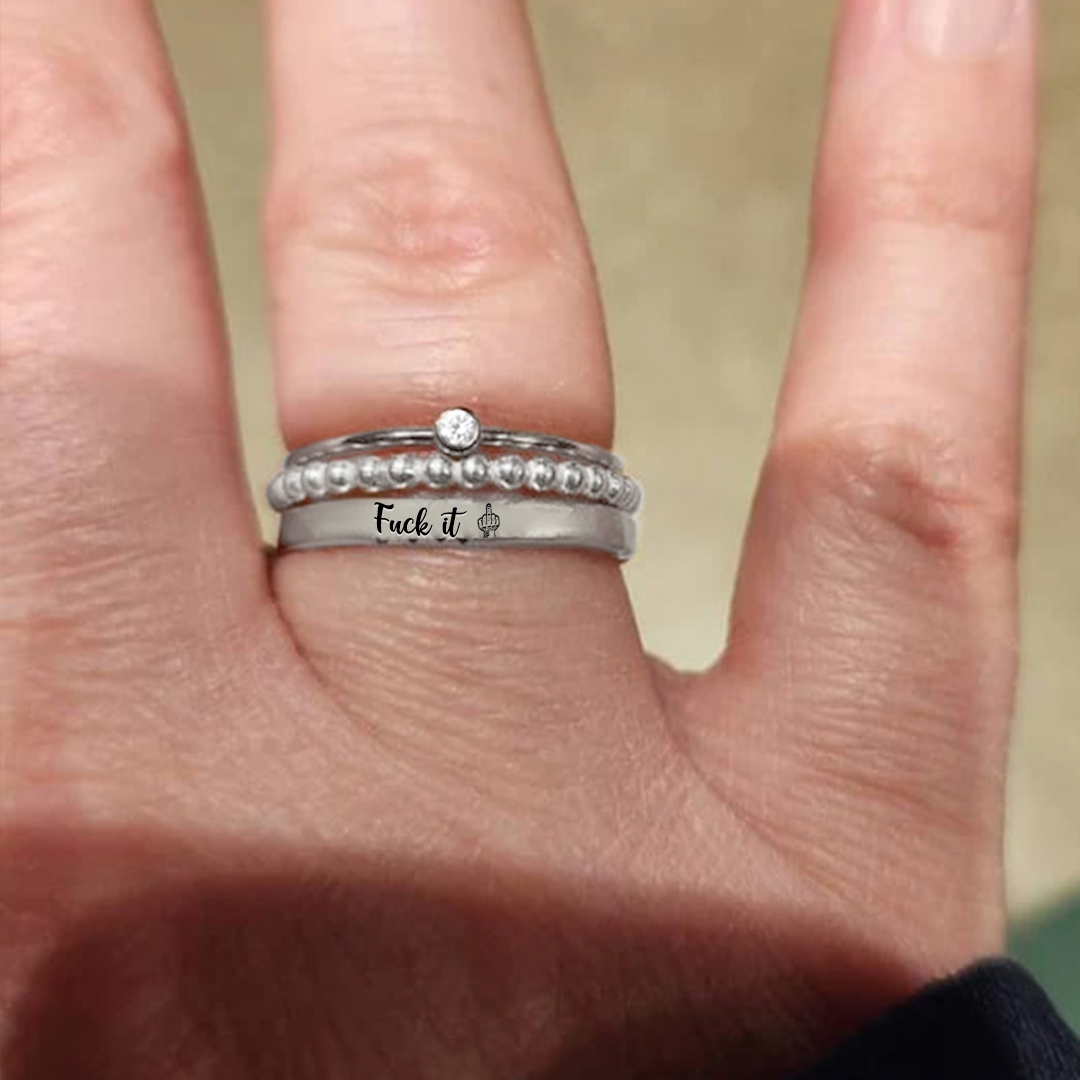 S925 Fuck It Stacked Ring - 3 Rings Set