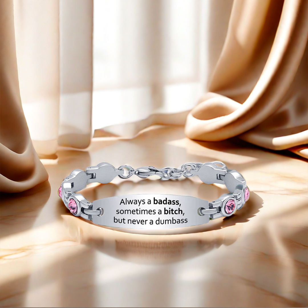 Badass Bitch Circle Diamond Chain Bracelet