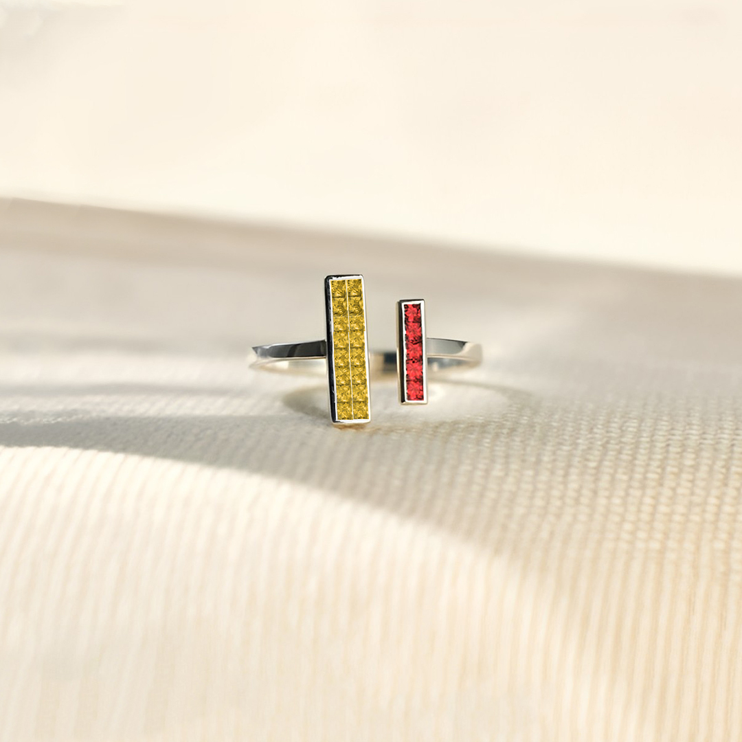 For Mother/Daughter -Thick and Thin Customized Birthstones Ring