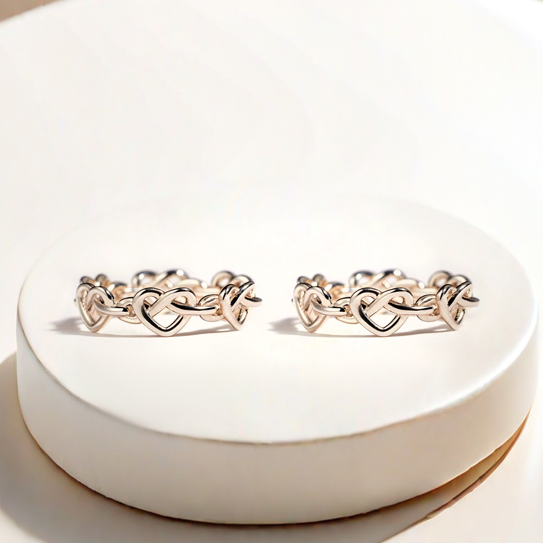 Mother & Daughter Always Connected Infinity Heart Knot Ring