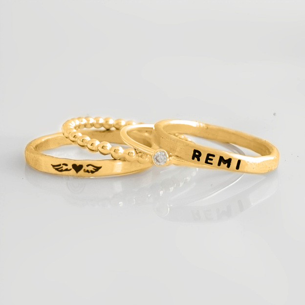 For Memorial-Meet Again Stacked Ring - 4 Rings Set