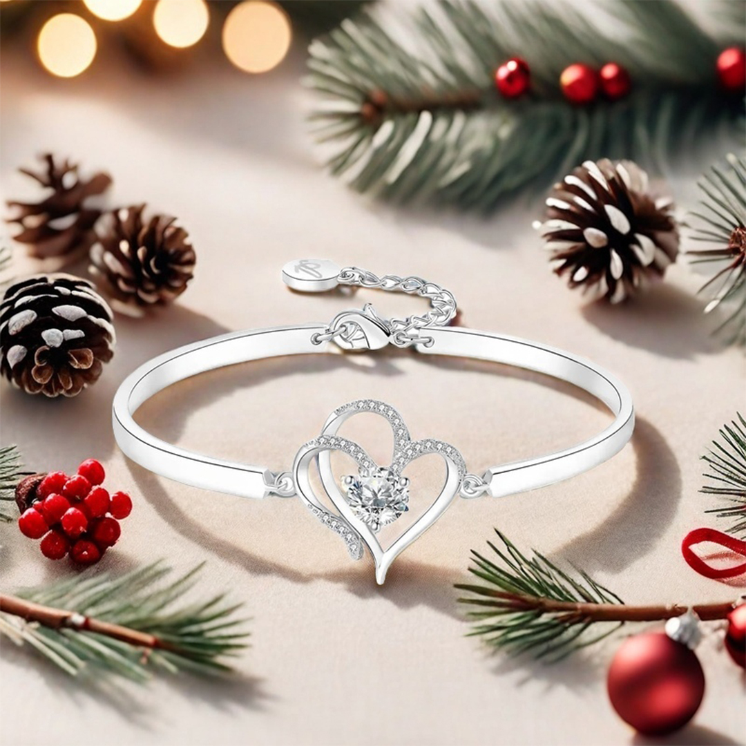 For Bonus Daughter- We Love You So Much Double Hearts And Diamonds Bracelet