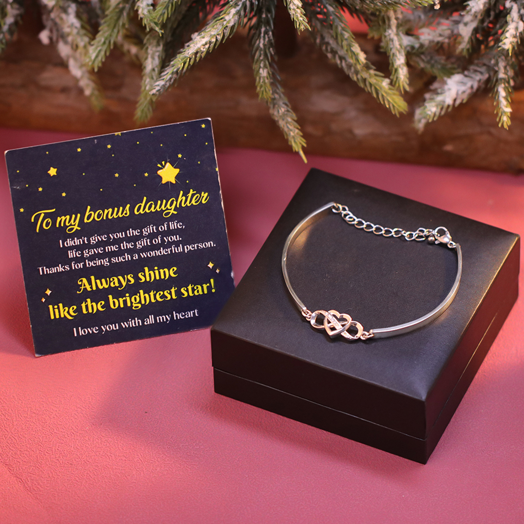 For Bonus Daughter - Infinity Heart Bracelet with Luxury Black Box