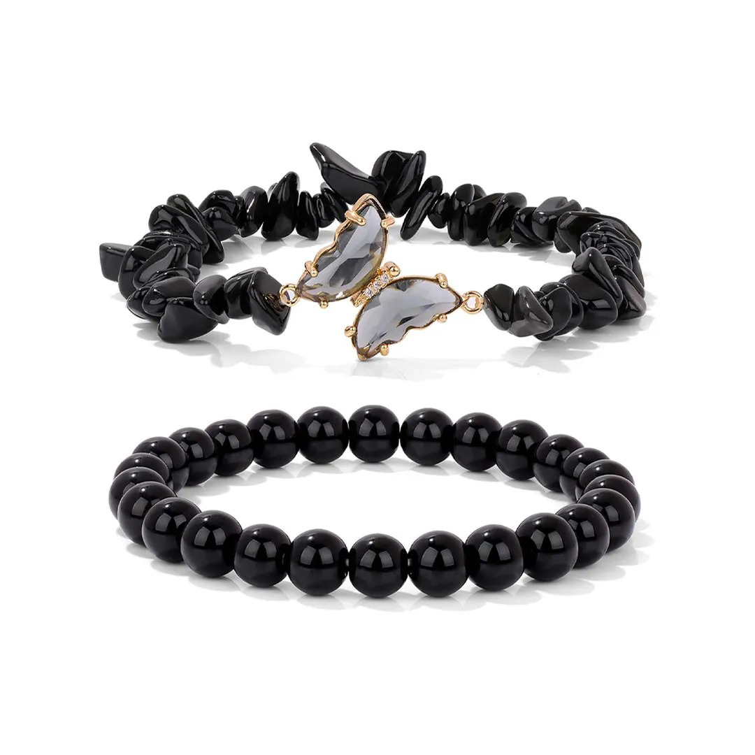 They Fly With Us Every Day Double-layer crystal butterfly bracelet