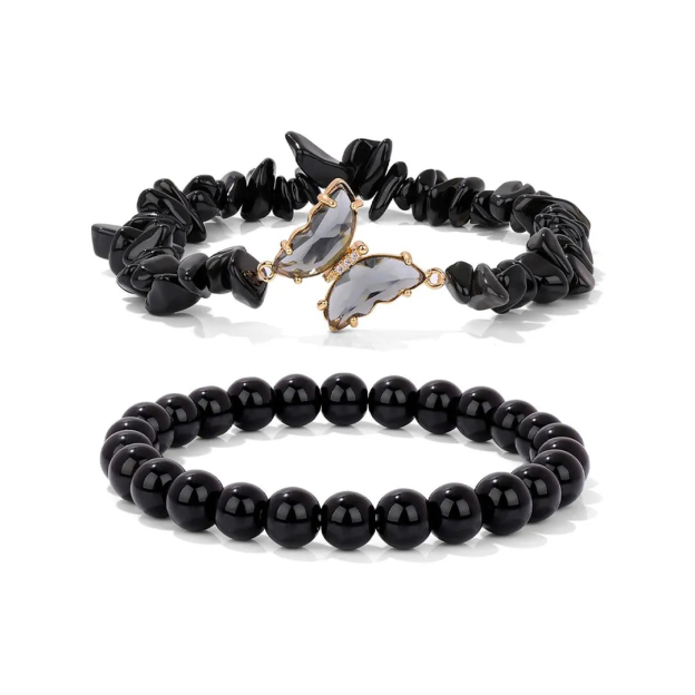 They Fly With Us Every Day Double-layer crystal butterfly bracelet