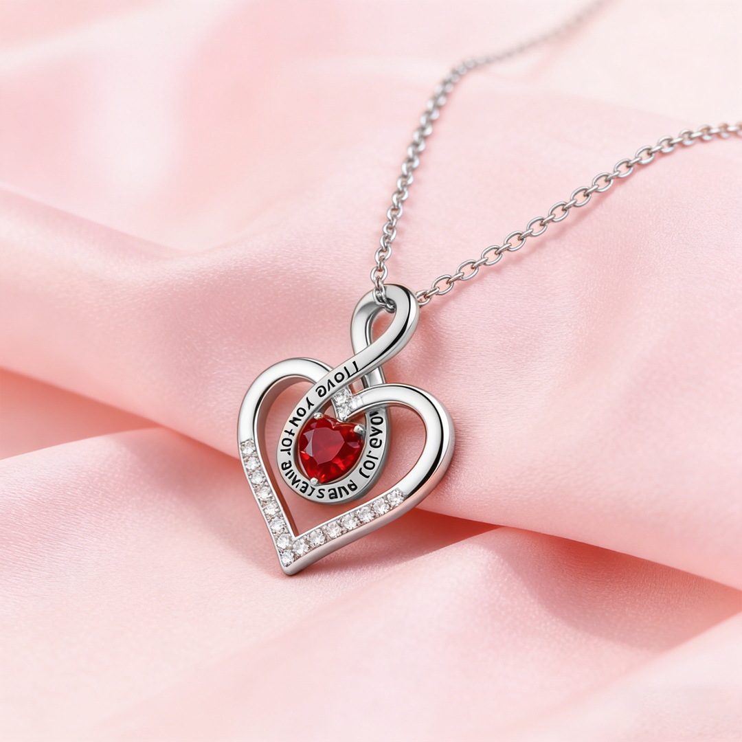 For Mom - I Love You Diamond Infinity Heart Necklace