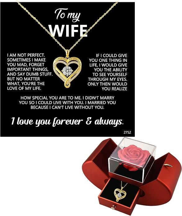 For Love - I Love You For Always & Forever Necklace With Rose Box