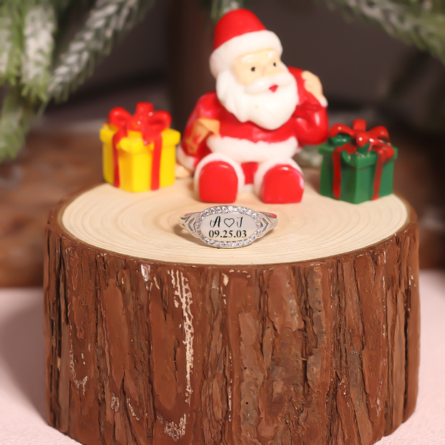 S925 Custom Initials & Special Date Diamond Oval Ring