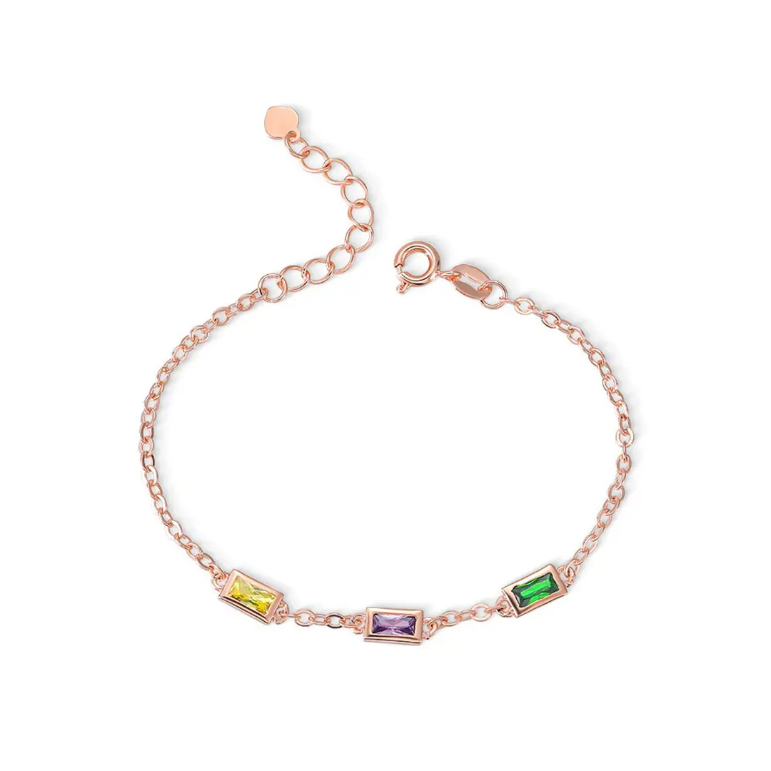 S925 Custom Long Birthstone Bracelet