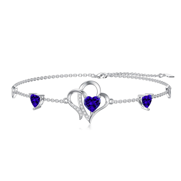 For Daughter-in-Law - S925 Birthstone Double Heart Bracelet