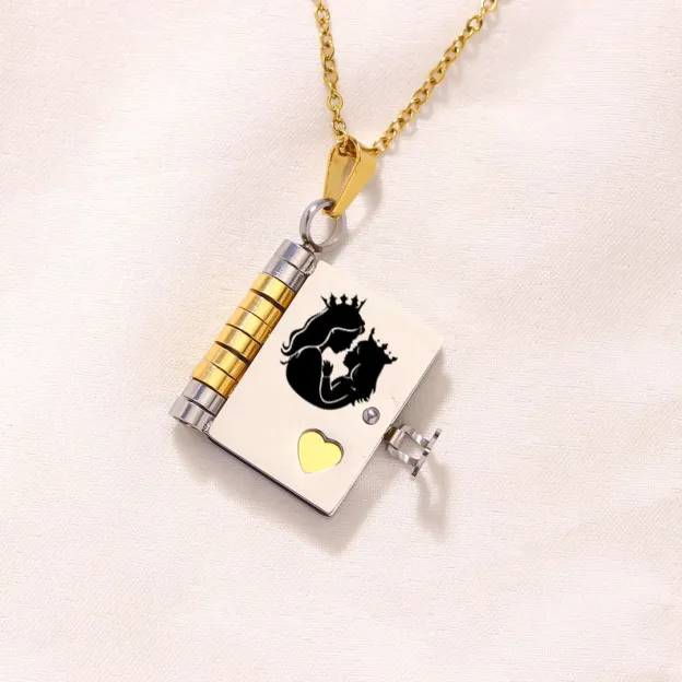 For Daughter - Straighten Your Crown Book Necklace