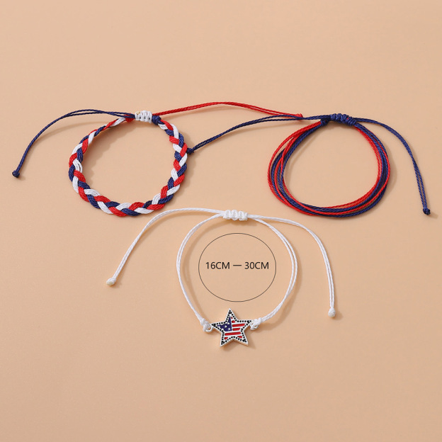 3pcs US Flag Braided Bracelet Set