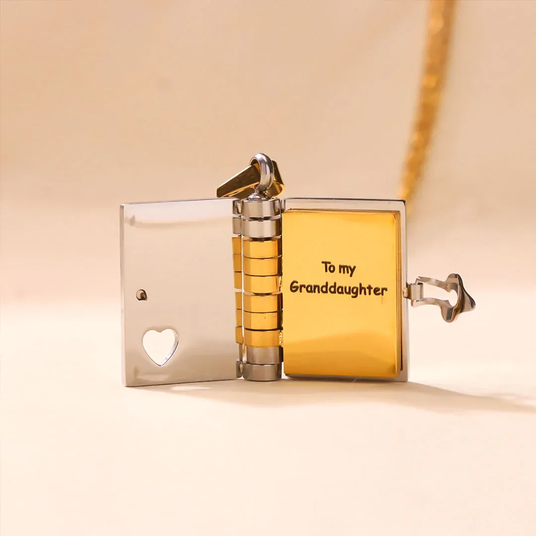 For Granddaughter - A Link That Can Never Be Undone Book Necklace