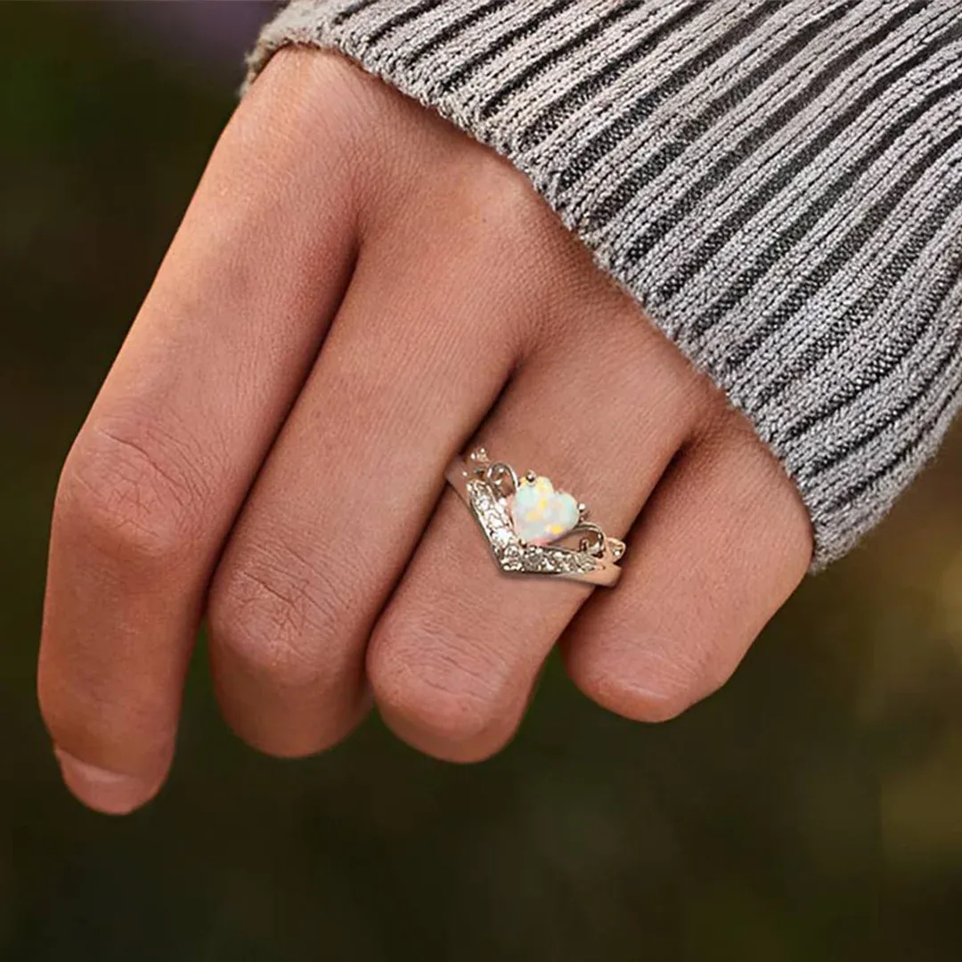 Matching Mother & Daughter Love Crown Opal Ring