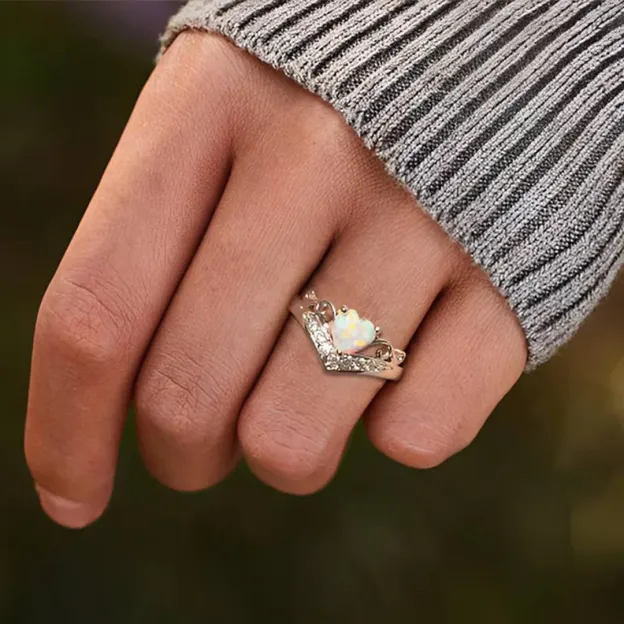 Matching Mother & Daughter Love Crown Opal Ring