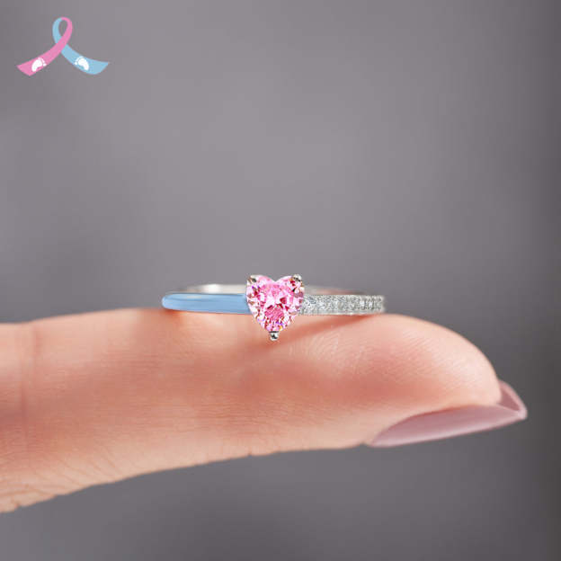 Mama Of An Angel Pink Heart Ring