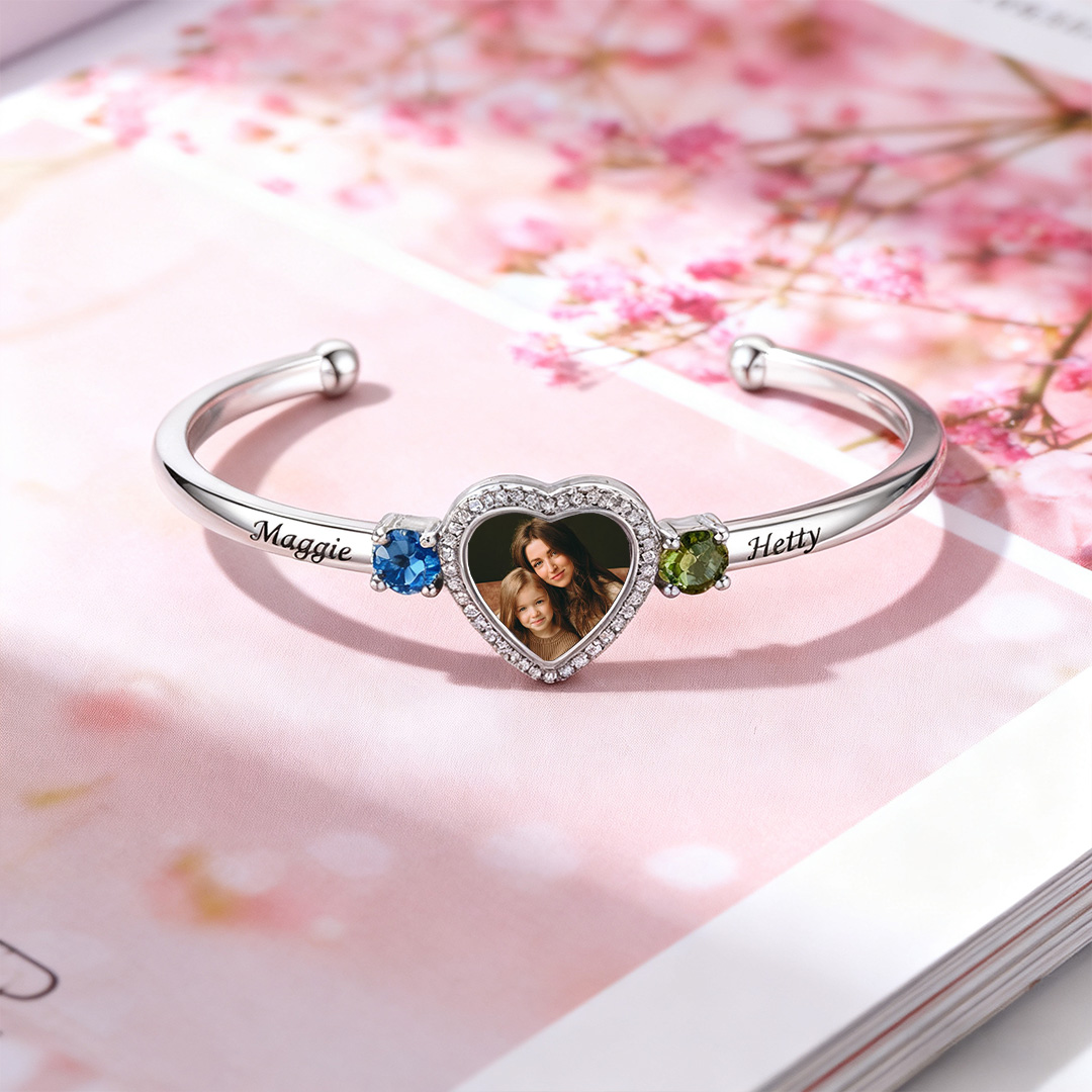 Custom Photo Birthstone Love Moment Carrying Bracelet