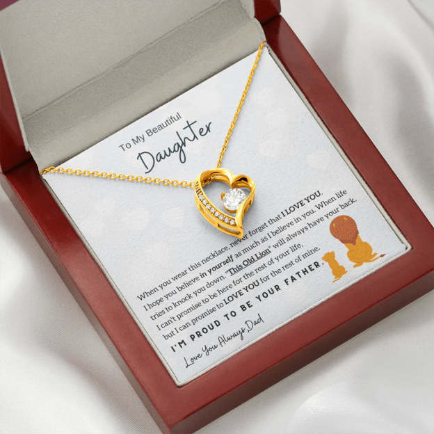 For Daughter - I'm Proud To Be Your Father Heart Necklace