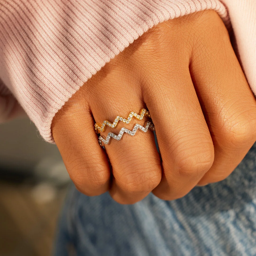 For Daughter - Mom's Love Highs & Lows Wave Ring