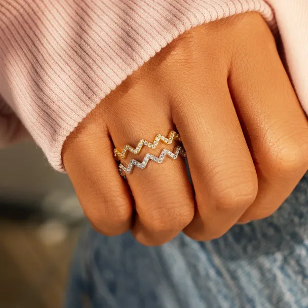 For Daughter - Mom's Love Highs & Lows Wave Ring