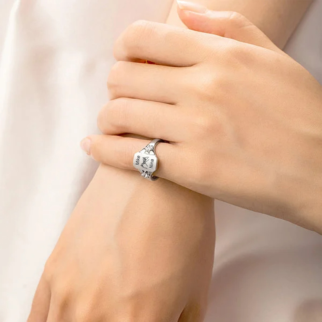 S925 Custom Names  Dainty Ring