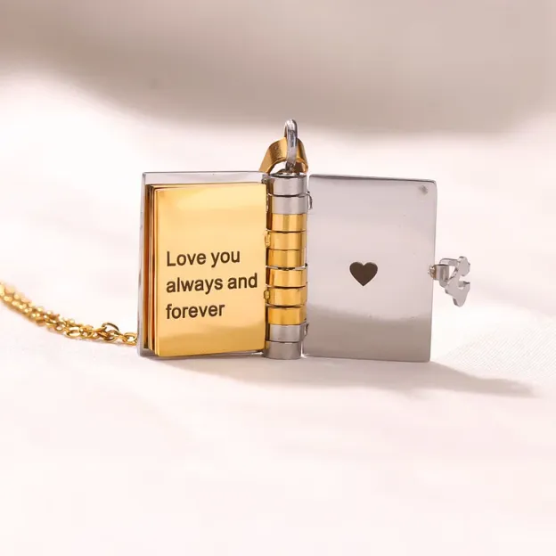 For Unbiological Daughter - Love You Always & Forever Book Necklace