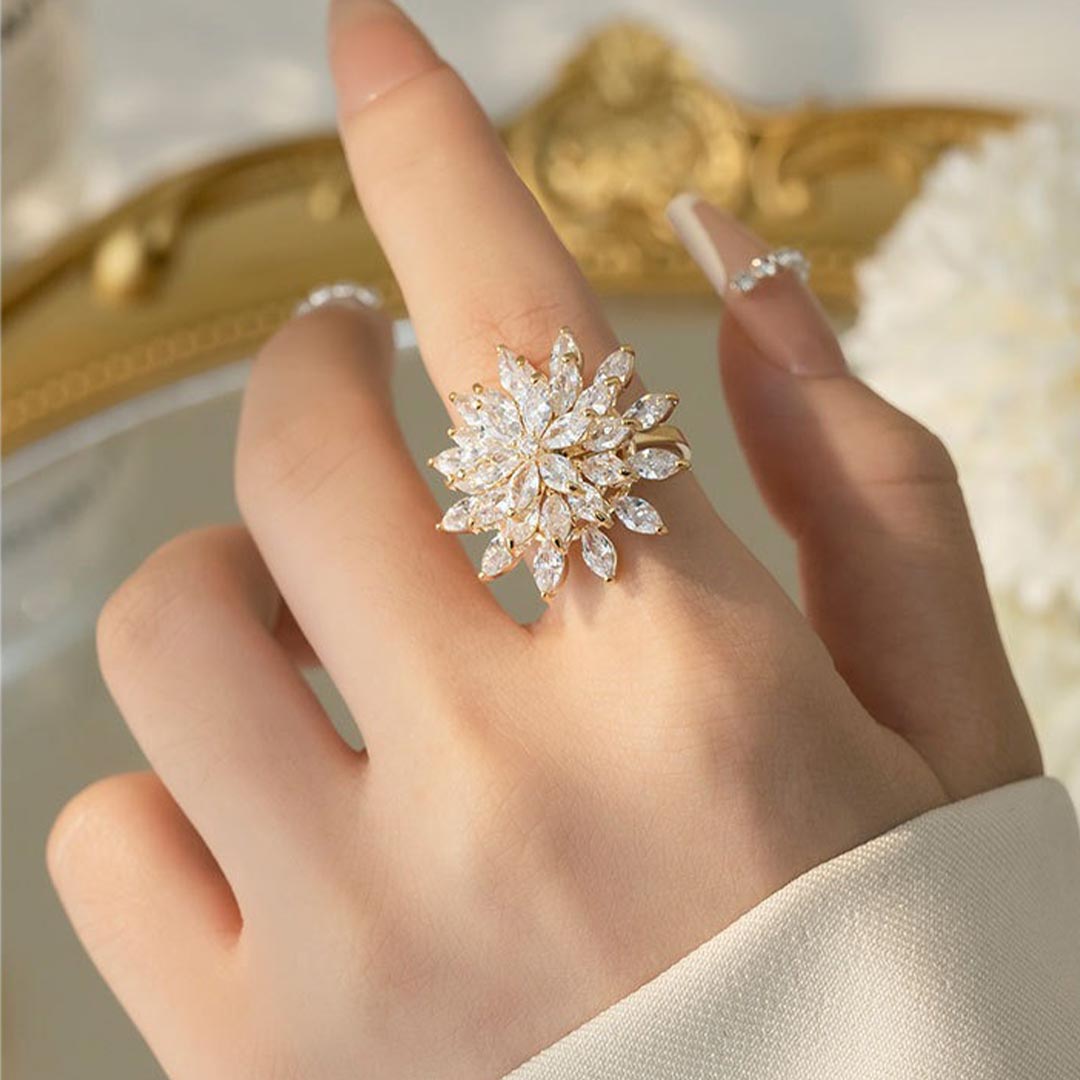 Fuck It and Begin Again-Rotating Snow Lotus Open Ring