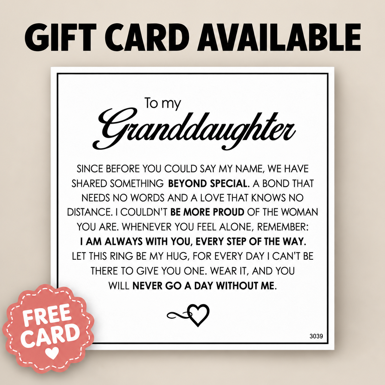 For Granddaughter — Personalized Name Hug Ring