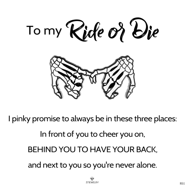 For Friend - S925 Ride or Die Skeleton Pinky Promise Ring