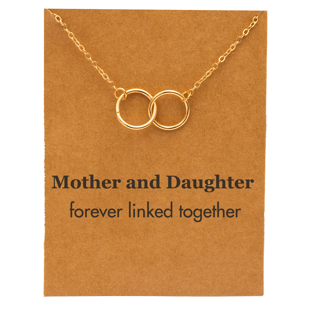For Daughter/Mother - Mother and Daughter Forever Linked Together Circle Necklace