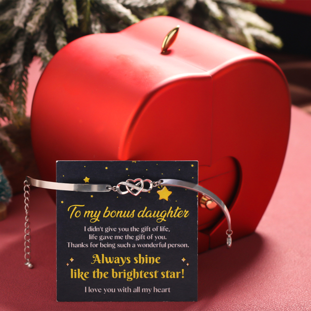 For Bonus Daughter - Infinity Heart Bracelet with Apple Box