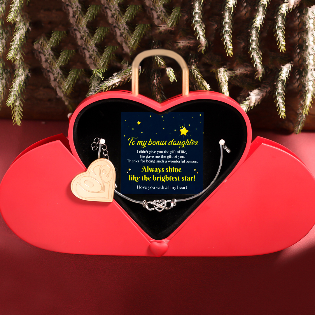 For Bonus Daughter - Infinity Heart Bracelet with Luxury Heart Box