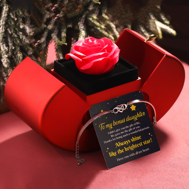 For Bonus Daughter - Infinity Heart Bracelet with Apple Box