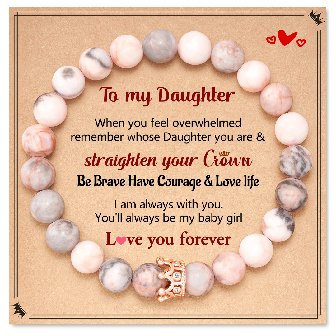 For Daughter - Love You Forever Crown Beaded Bracelet