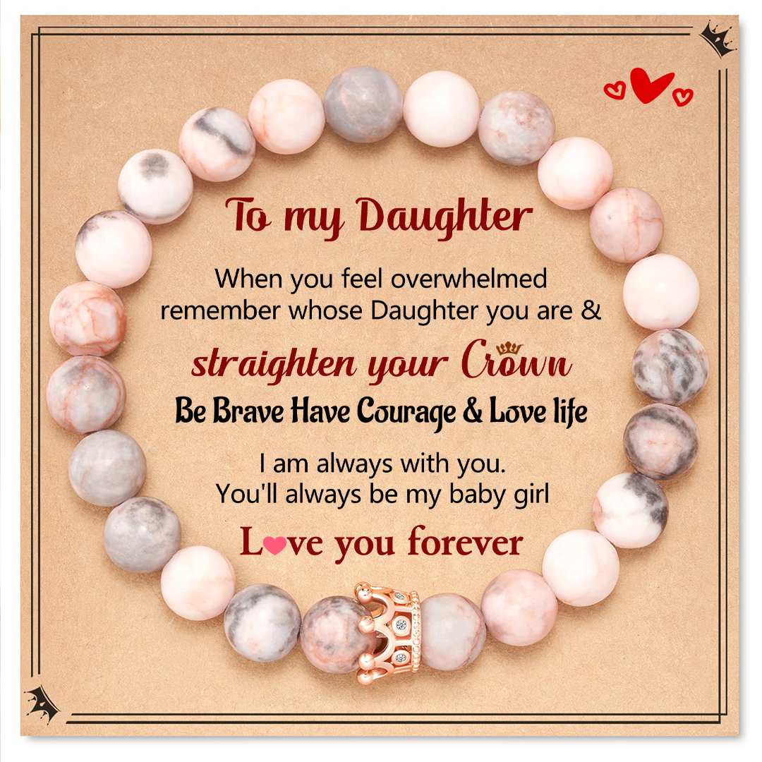For Daughter - Love You Forever Crown Beaded Bracelet