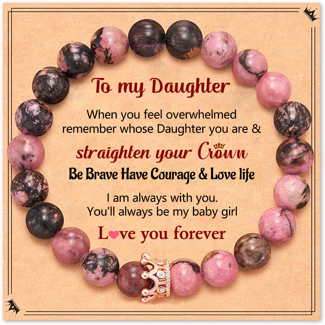 For Daughter - Love You Forever Crown Beaded Bracelet