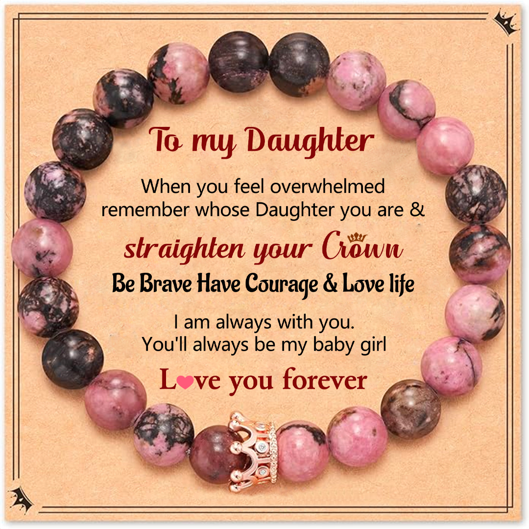 For Daughter - Love You Forever Crown Beaded Bracelet