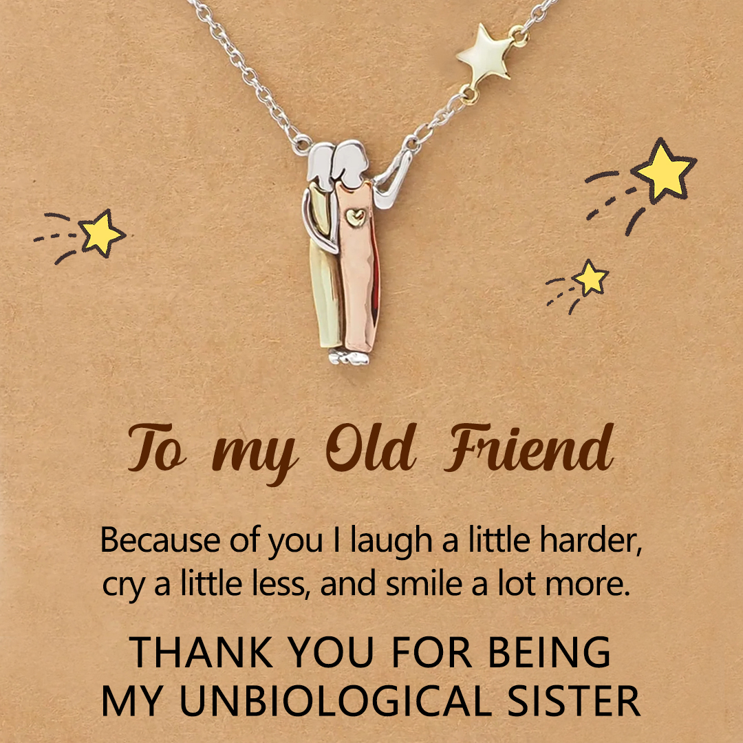 For Friend - Thank You For Being My Unbiological Sister Sister Star Pendant Necklace